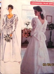 4548 DROP WST FLOOR LS BRIDE V-DRESS,BK RUFFLES PATTERN 8-12